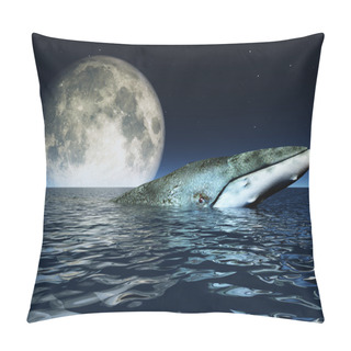 Personality  Whale On Oceans Surface With Full Moon Pillow Covers