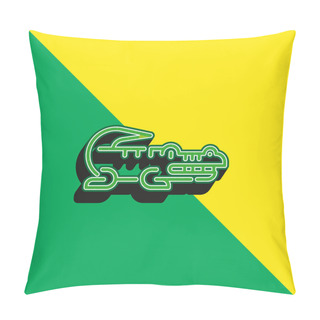 Personality  Alligator Green And Yellow Modern 3d Vector Icon Logo Pillow Covers
