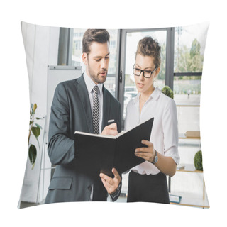 Personality  Portrait Of Business Colleagues Signing Papers In Office Pillow Covers