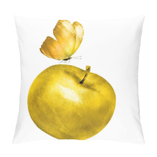 Personality  Watercolor Apple With Butterfly Pillow Covers