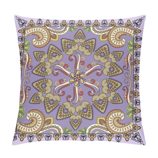 Personality  Bandanna With Colorful Paisley On A Purple Background Is Decorat Pillow Covers