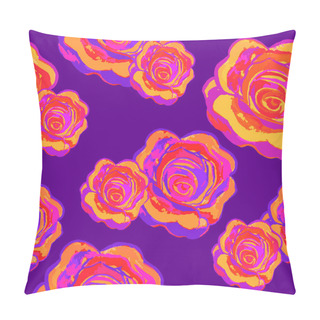 Personality  Roses Seamless Pattern On Violet Background. Vector Illustration Pillow Covers