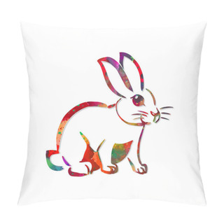 Personality  Set Of Some Cute Rabbits, Easter Vector Hand Draw Illustration Isolated On White Background. Pillow Covers