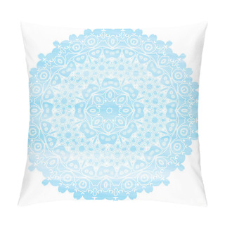Personality  Light Blue Mandala Watercolor Effect. Vintage Decorative Elements. Hand Drawn Background. Islam, Arabic, Asian, Indian, Ottoman Ethic Motifs. Round Ornament Pattern Texture Vector. Snowflakes Pillow Covers