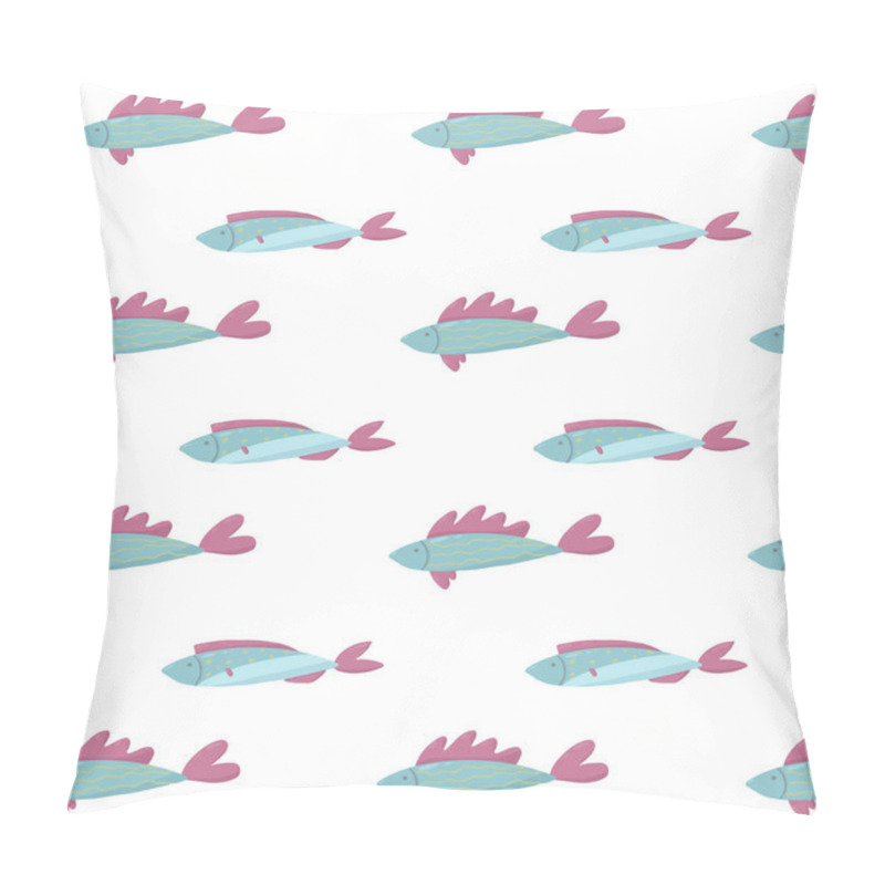 Personality  Childrens hand-drawn seamless pattern with fishes. Patern with cute fish. The pattern is suitable for prints, wrapping paper and banners. pillow covers