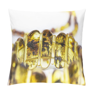 Personality  Amber Bracelet On White Pillow Covers