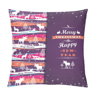 Personality  Merry Christmas Background With Typography. Pillow Covers