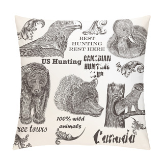 Personality  Decorative Vector Elements And Animals For Hunting Design Pillow Covers