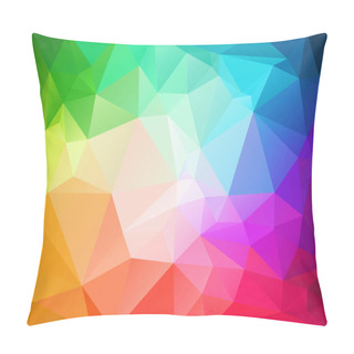 Personality  Vector Abstract Irregular Polygon Background With A Triangle Pattern In Full Color Spectrum Rainbow With Light Reflection In The Middle Pillow Covers