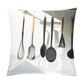 Personality  Close-up View Of Various Utensils Hanging In Kitchen  Pillow Covers