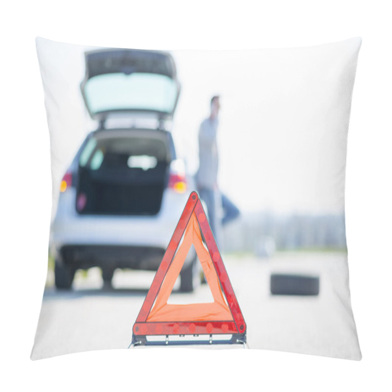 Personality  Car Problems, Red Warning Triangle! Pillow Covers