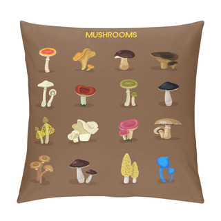 Personality  Mushrooms Flat Icon Set Pillow Covers