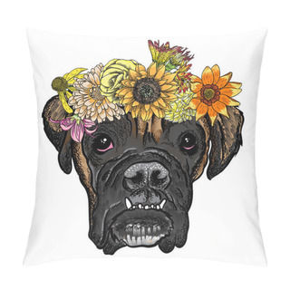Personality  Boxer Puppy In The Exotic Flowers Pillow Covers