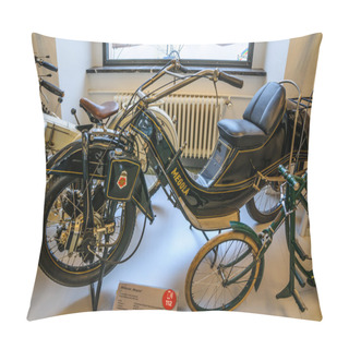 Personality  DRESDEN, GERMANY - MAI 2015: Motorbike Megola 1922 In Dresden Tr Pillow Covers