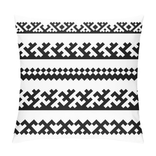 Personality  Seamless Borders With Ethnic Ornaments Of Northern Nations. Pattern Brushes Are Included In EPS File. Pillow Covers