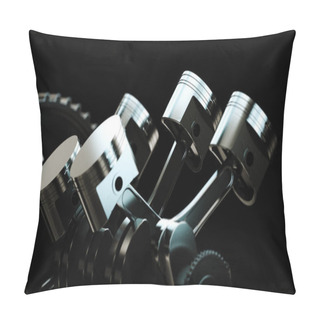 Personality  3d Illustration Of Engine. Motor Parts As Crankshaft, Pistons, Gears Pillow Covers