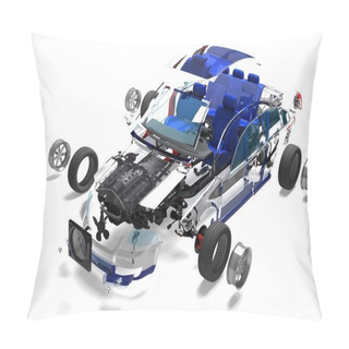 Personality  Disassembled Car. Pillow Covers