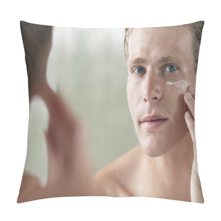 Personality  Man Applying Facial Cream Pillow Covers