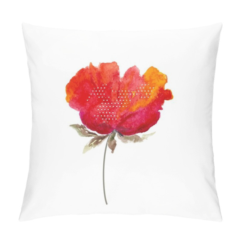 Personality  Red Flower. Watercolor Floral Illustration. Pillow Covers