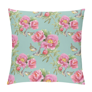 Personality  Birds And Pink Flowers Pillow Covers