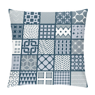 Personality  Set Of Vector Endless Geometric Patterns Composed With Rhombuses, Squares And Circles. Graphic Ornamental Tiles Made In Black And White Colors. Pillow Covers