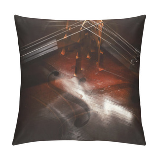 Personality  Abstract Composition Of An Old Cello Parts, Blended Structure And Wood Texture Details.  Pillow Covers