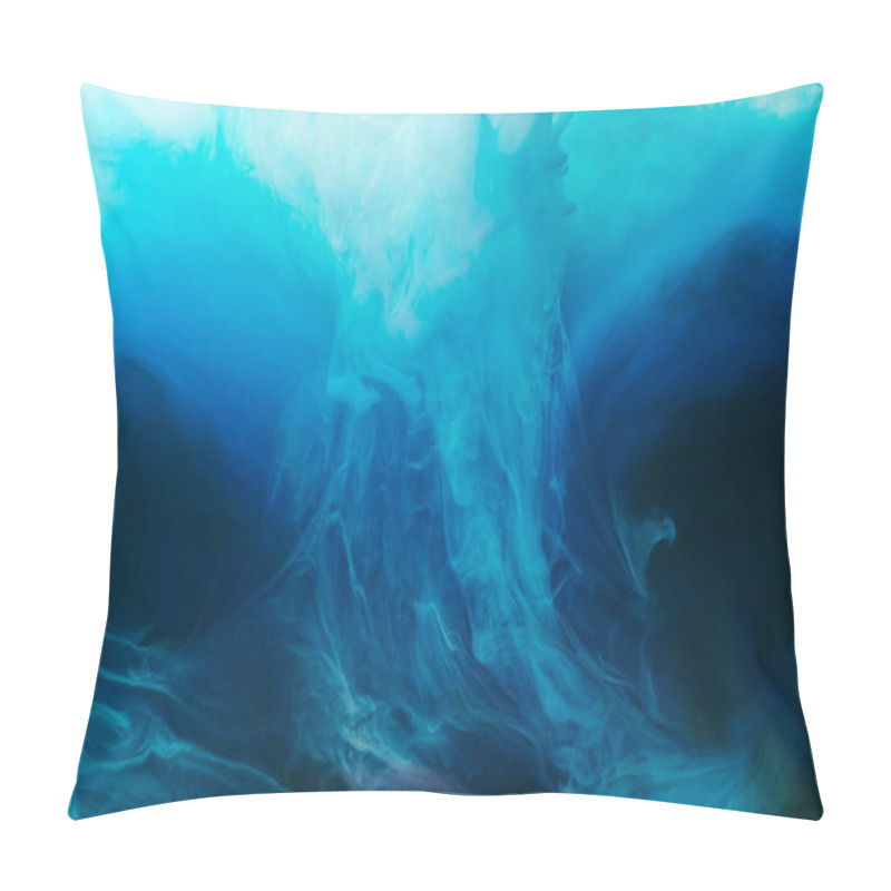 Personality  Full Frame Image Of Mixing Of Blue, Black, Turquoise And White Paints Splashes In Water Pillow Covers