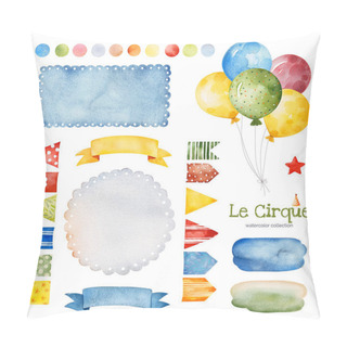 Personality  Colorful Air Balloons,bunting Flags,ribbon Banner,splashes Pillow Covers