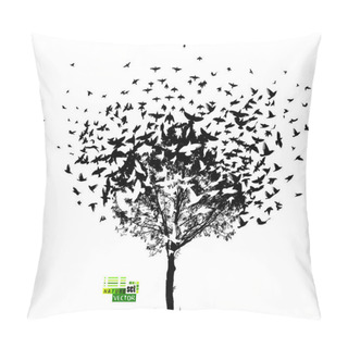 Personality  The Silhouette Of A Tree With Birds Flying. Vector Illustration Pillow Covers