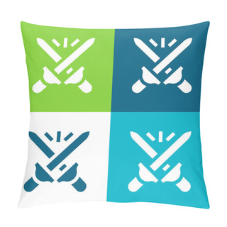 Personality  Battle Flat Four Color Minimal Icon Set Pillow Covers