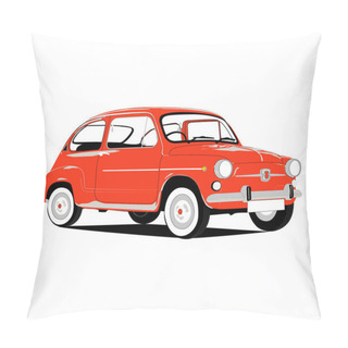 Personality  Vintage Classic Red Fiat Car Vector Illustration. Classic Car Pillow Covers