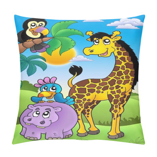 Personality  Group Of Various African Animals 1 Pillow Covers