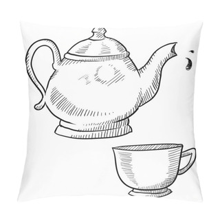 Personality  Coffee Or Teapot Sketch Pillow Covers