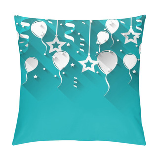 Personality  Birthday Background With Balloons, Stars And Confetti, Trendy Fl Pillow Covers