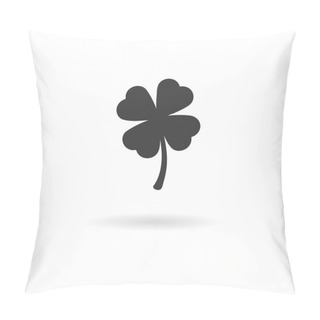 Personality  Dark Grey Icon Of Four Leaf (clover) On White Background With Sh Pillow Covers