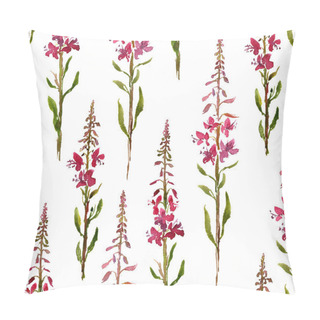 Personality  Seamless Pattern With Watercolor Drawing Flowers Of Willow Herbs Pillow Covers