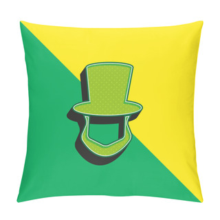 Personality  Abraham Lincoln Hat And Beard Shapes Green And Yellow Modern 3d Vector Icon Logo Pillow Covers
