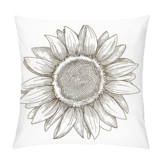 Personality  Sunflower Sketch, Hand Drawing Pillow Covers