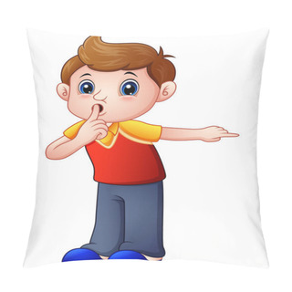 Personality  Cartoon Boy Gesturing For A Silence Pillow Covers