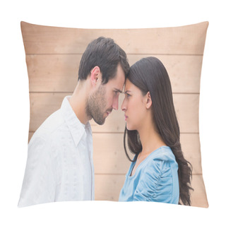 Personality  Couple Staring At Each Other Against Overhead Pillow Covers