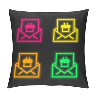 Personality  Birthday Invitation Four Color Glowing Neon Vector Icon Pillow Covers