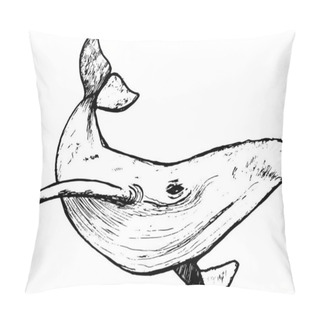 Personality  Illustration Of A Whale Underwater In A Dotwork Style. Pillow Covers