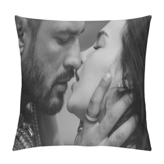 Personality  Love Story. Beautiful Young Couple Hugging. Love Concept. Couple Is Hugging. Passion Love Couple. Romantic Moment. Muscular Man And Fit Slim Young Female Kissing. Couple Goals Pillow Covers