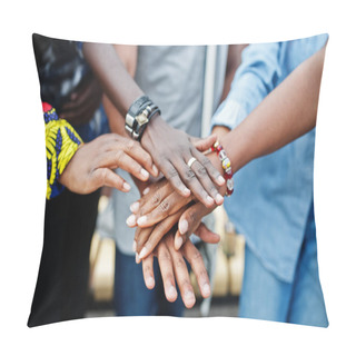 Personality  Group Of Five African College Students Spending Time Together On Pillow Covers