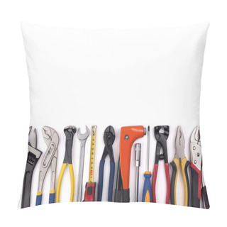 Personality  Work Tools On White Background. Pillow Covers