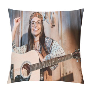 Personality  Hippie Girl With Acoustic Guitar Pillow Covers