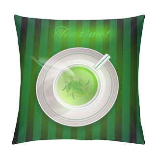 Personality  Cup Of Green Tea Pillow Covers