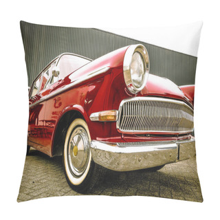 Personality  DRONTEN/NETHERLANDS-MAY 22, 2016: Low Angle View Of A Opel Kapitan At A Classic Car Meeting Pillow Covers
