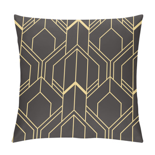 Personality  Vector Modern Geometric Tiles Pattern. Golden Lined Shape. Abstract Art Deco Seamless Luxury Background. Pillow Covers