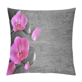 Personality  Spa Stones With Orchid Flowers  Pillow Covers